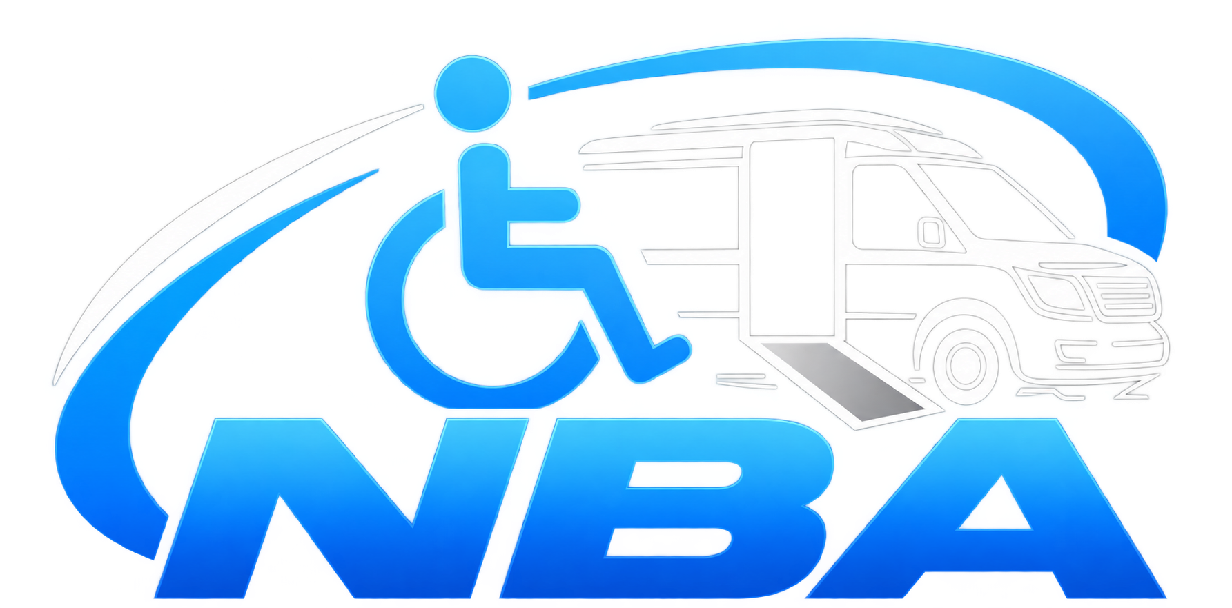 NBA logo with a wheelchair symbol and accessible van
